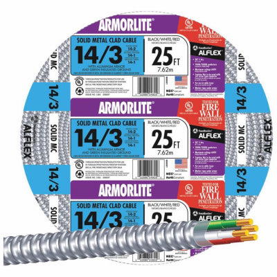 Southwire/Coleman Cable 68582621 25' 14/3 MC W/G Conduit