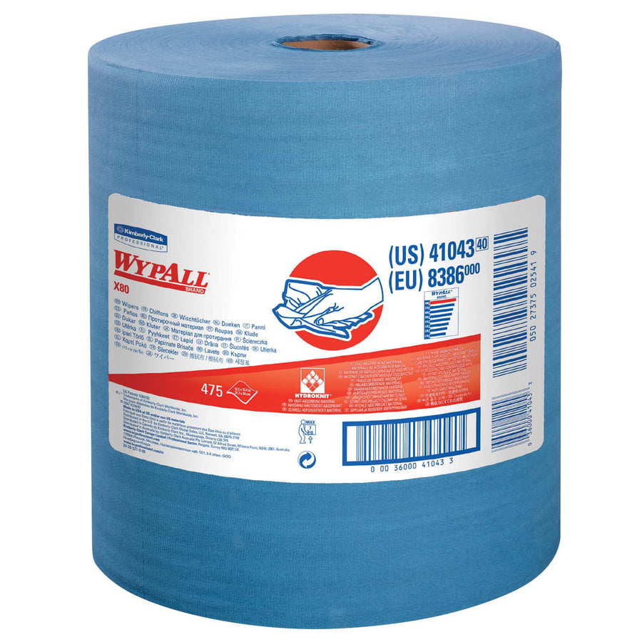 Wypall 41043 WYPALL X80 Wipers Jumbo Roll Blue 12.5" x 13.4" 475 Sheets