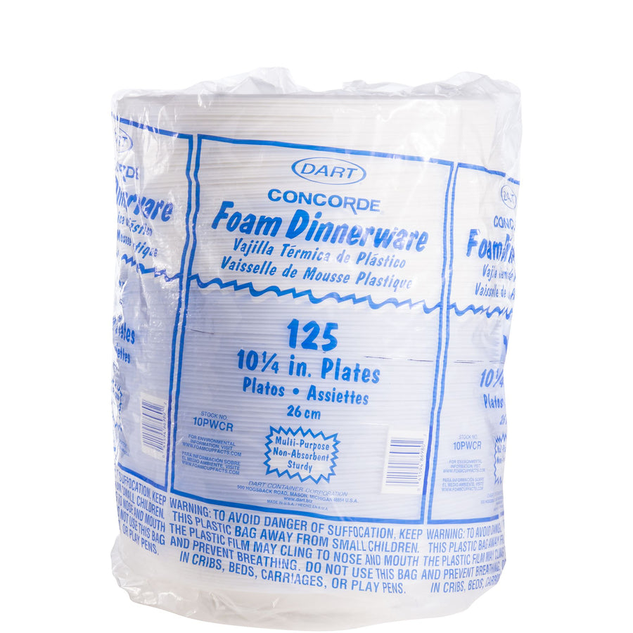 Dart 10PWCR Foam Non-Laminated Plate 10 1/4" White 500/CS