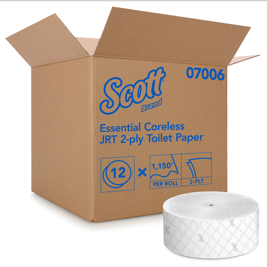 Scott 07006 Scott JRT Jr. Bathroom Tissue Coreless White 3.78" x 1150' 12/CS