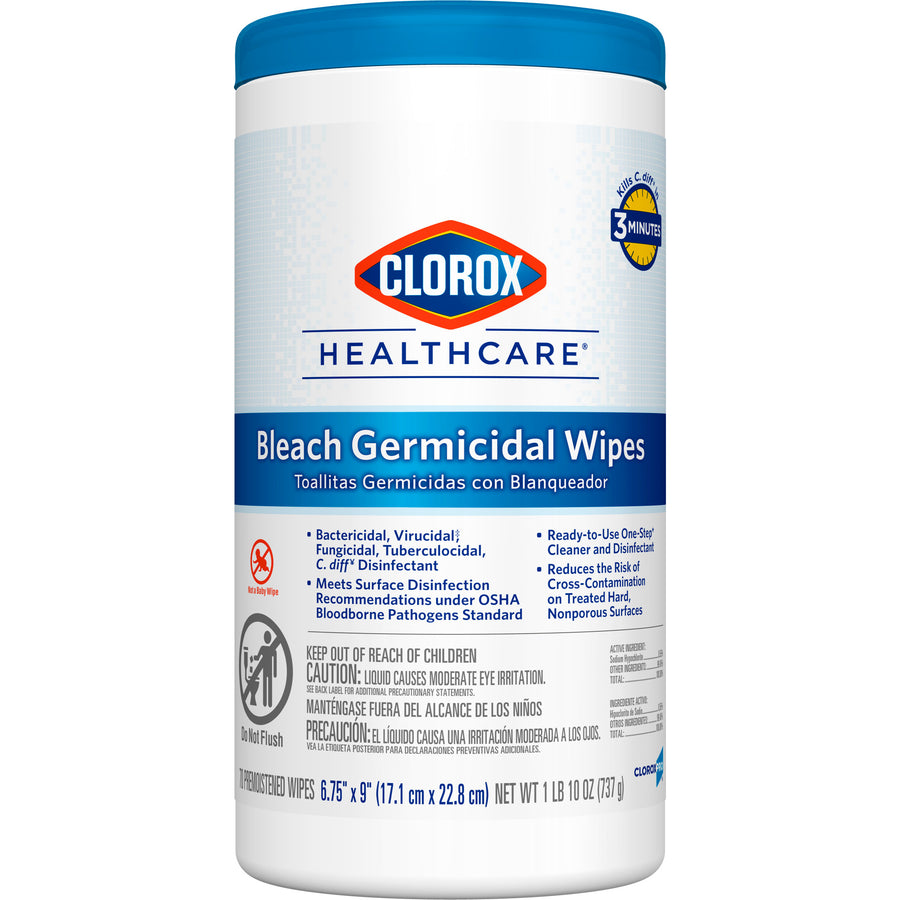 Clorox 35309 Healthcare Bleach Germicidal Wipes 70 Count 6/CS