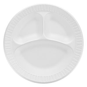 Dart 10CPWCR Foam Plate Non-Laminated Plate 10 1/4" 3 Comp White 500/CS