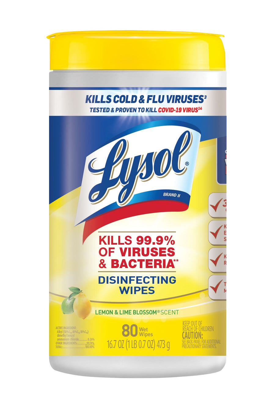 Reckitt Benckiser 77182 Lysol Disinfecting Wipes 80 Count Lemon & Lime Blossom 6/CS
