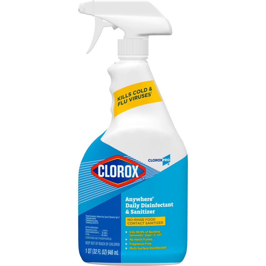 Clorox 01698 Anywhere Daily Sanitizer 32 oz. Spray No-Rinse Food Contact 12/CS