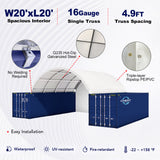 20x20 ft Container Shelter with Closed Back Panel