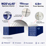 20x40 ft Container Shelter with Closed Back Panel