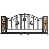 20x8 ft Dual Swing Driveway Gate with Ornamental Posts