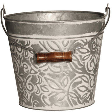 8" GalvWHT Flor Planter
