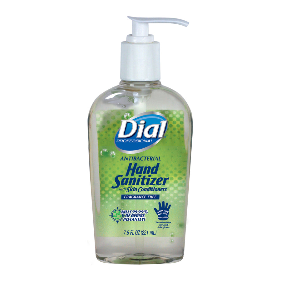 Dial 01585 Hand Sanitizer w/ Moisturizers 7.5 oz. Fragrance Free w/ Pump E3 12/CS