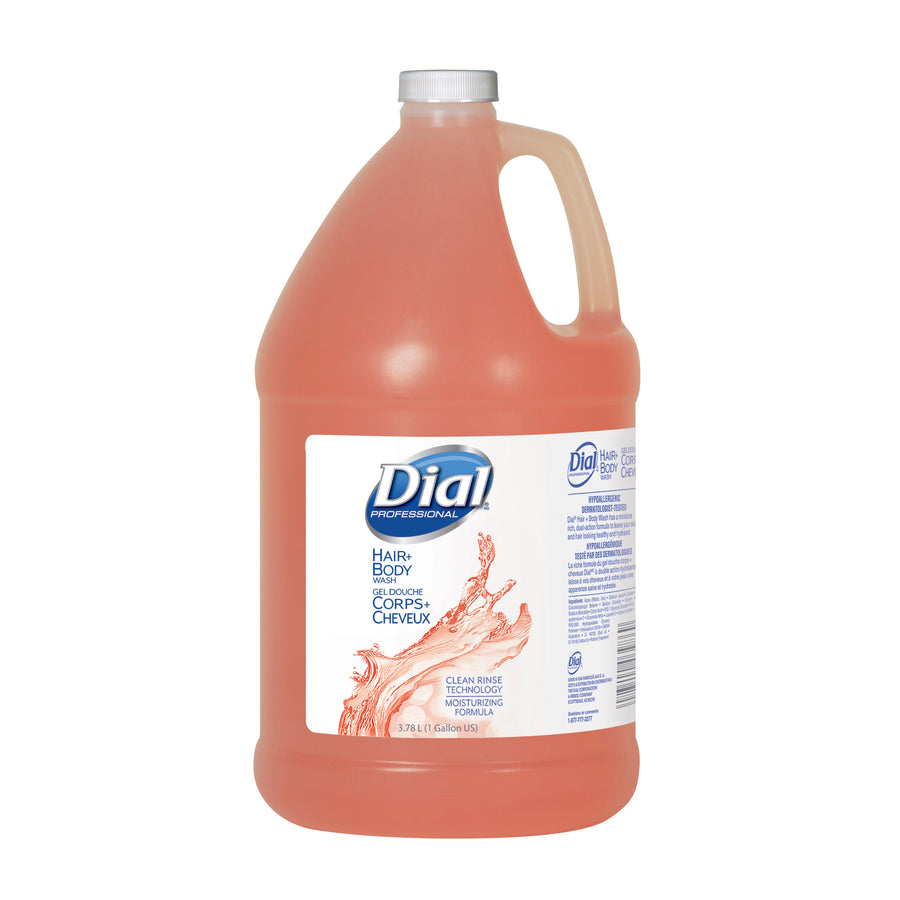 Dial 03986 Body & Hair Wash w/ Pump 1 Gallon Peach Scent 4/CS