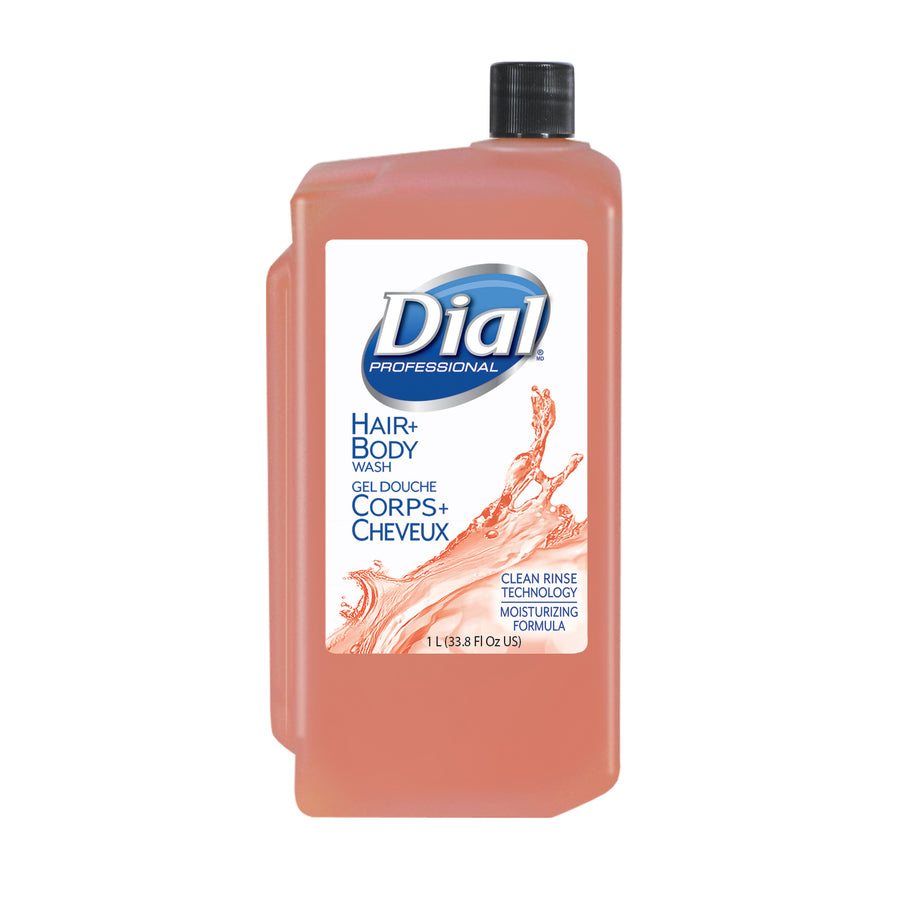 Dial 04029 Hair & Body Wash Liquid 1 Liter Refill Peach Fragrance 8/CS