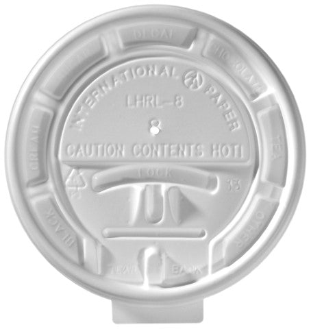 Graphic Packaging LHRL-8 / 308603024 White Lock-Back Lid For 8 oz Hot Cup 1000/CS