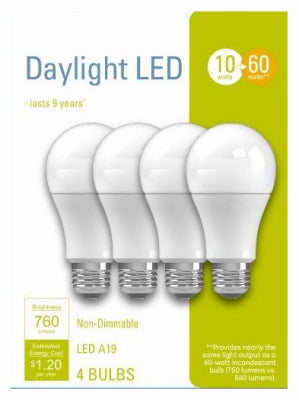 4PK 10W Day A19 Bulb