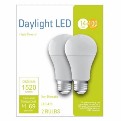 GE 2PK 13W Day A19 Bulb