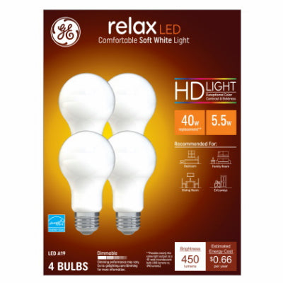 GE 4PK 6W SW A19 Bulb