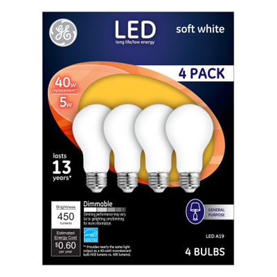 GE 4PK 5W SW A19 Bulb