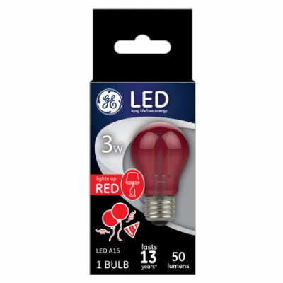 GE3W RED A15 Party Bulb