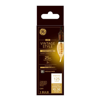 GE 3W WW Cand Vint Bulb