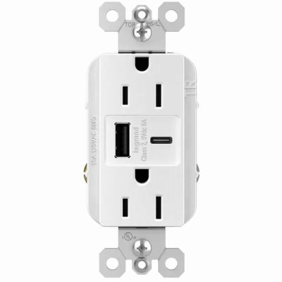 15A WHT A/C USB Outlet