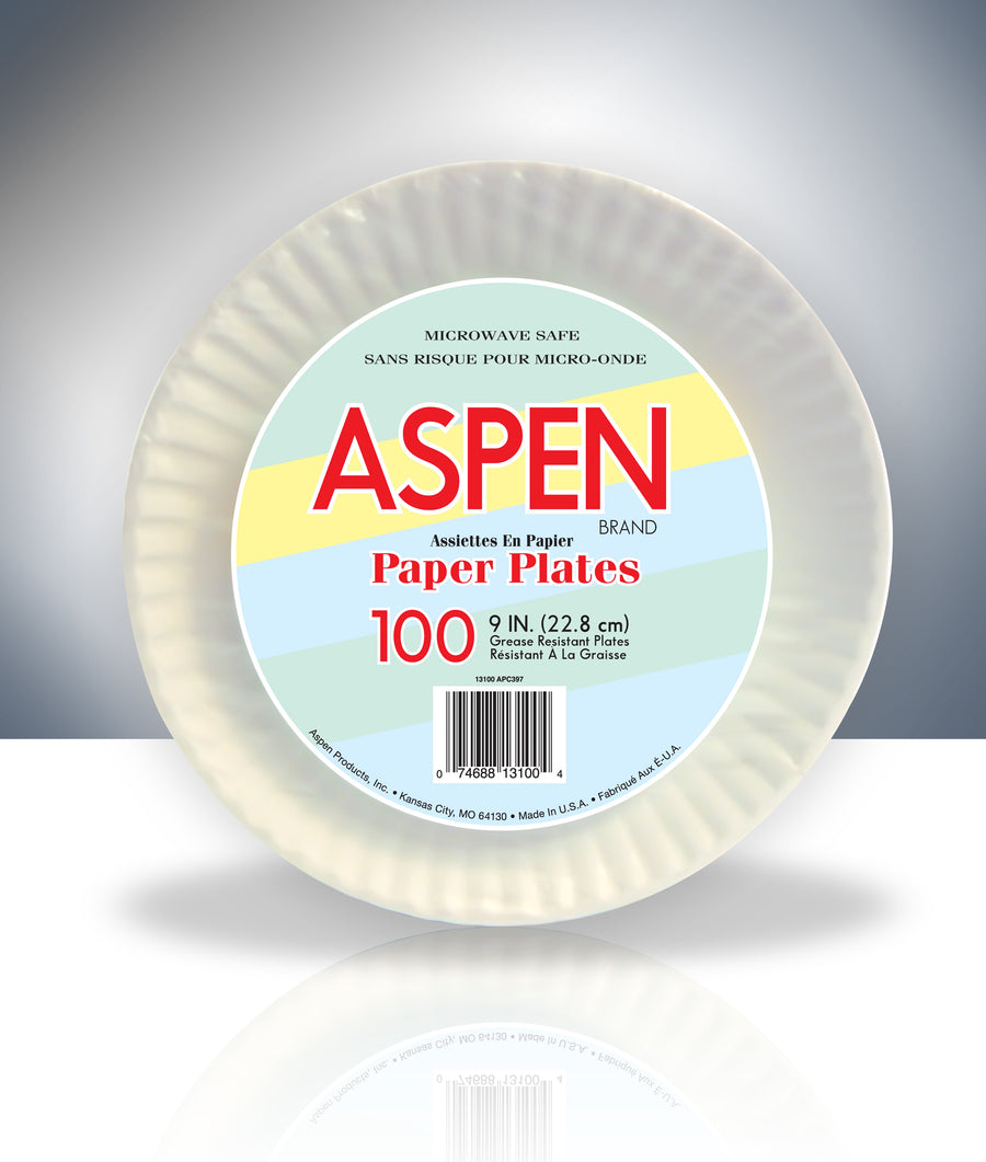 Aspen 13109 Coated Paper Plates 9" White Light Weight 1000/CS