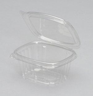 Genpak AD06 6oz Deli Container Clear Hinged 4-1/4x3-5/8x1-7/8 APET 400/CS