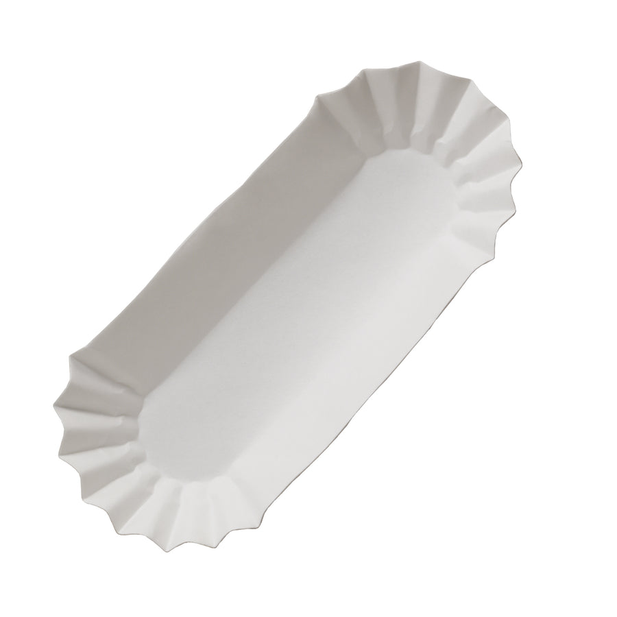 Hoffmaster 610740 Medium Weight Fluted Hot Dog Tray 6" White 3000/CS