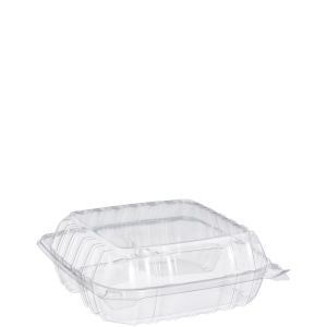 Dart C90PST3 ClearSeal Hinged Container Medium, Clear, 8.3x8.3x3 3-Comp 250/CS