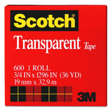 Scotch 600 Transparent Tape, 1" Core, 0.75" X 36 Yds, Transparent 2