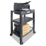Kantek PS640 Height-Adjustable Deskside Printer Cart, Plastic, 3 Shelves, 1 Drawer, 60 lb Capacity, 20" x 13.25" x 24.5", Black 2