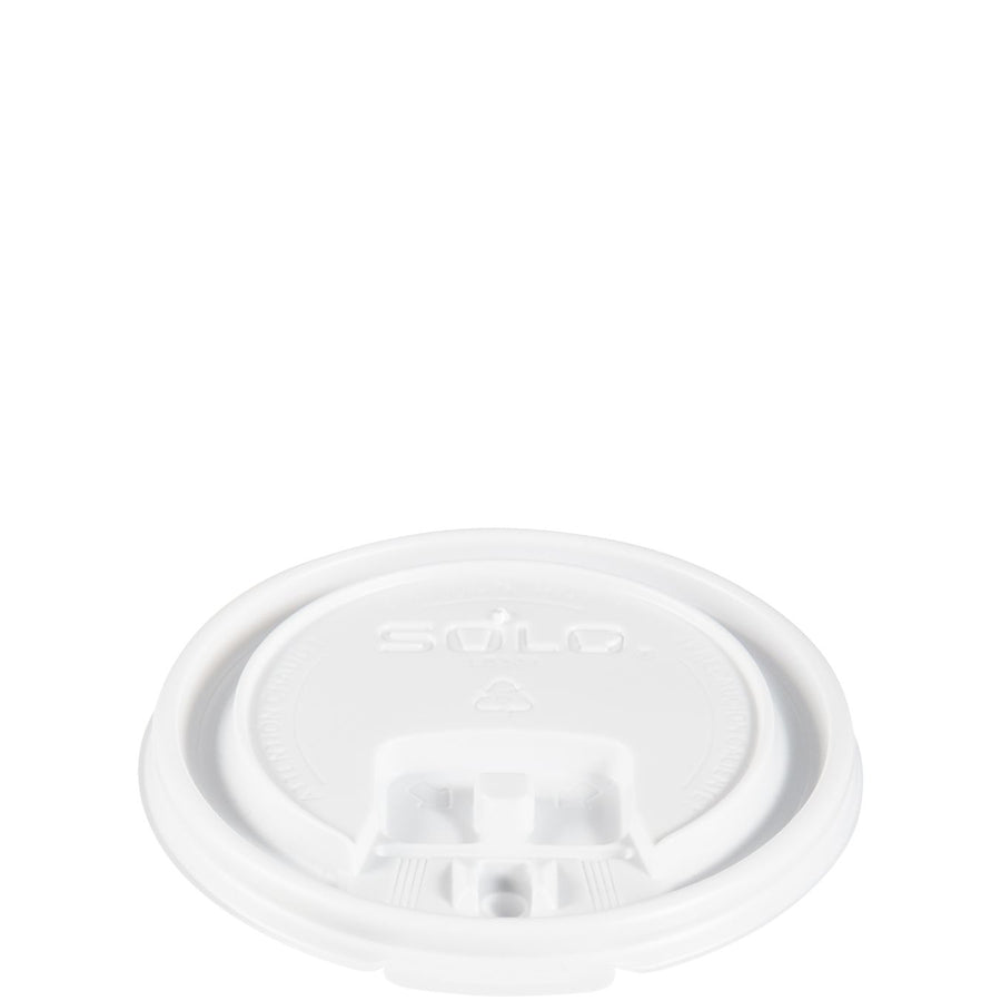 Solo Cup LB3081-00007 PS Plastic Liftback 'n' Lock Lid White 8 oz 1000/CS