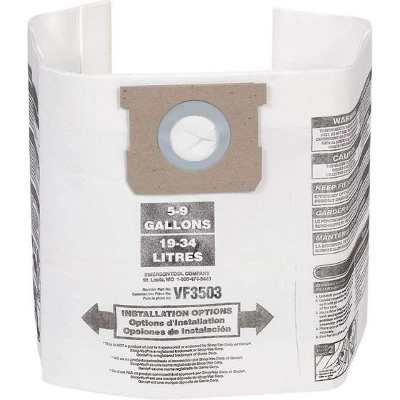 VF3503 High Efficiency Vacuum Filter Bag for 5-10 Gallon Wet/Dry Vacs