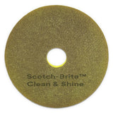 Scotch-Brite 09541 Clean And Shine Pad, 20" Diameter, Brown/yellow, 5/carton 2