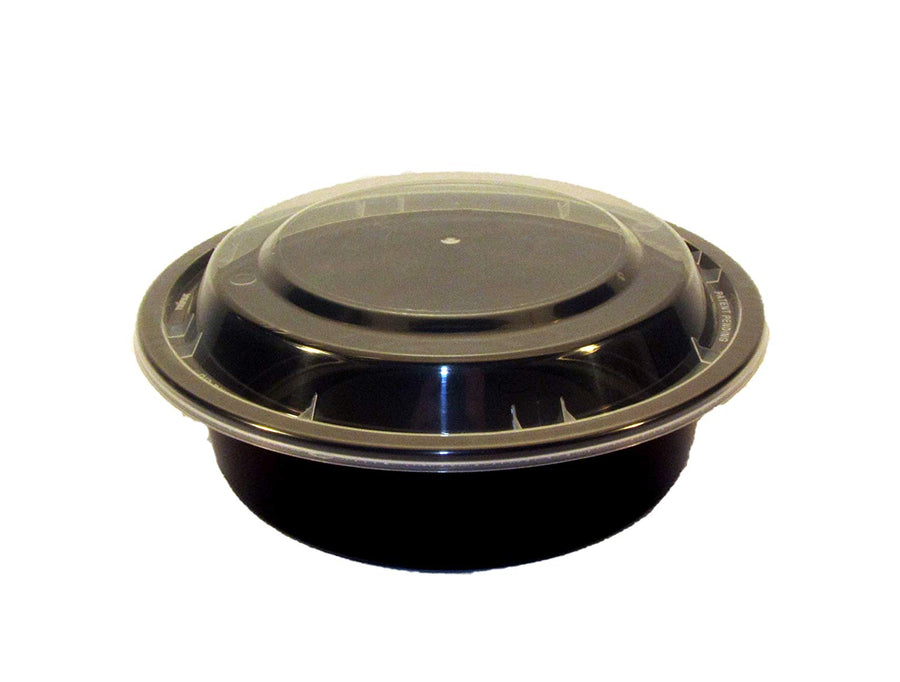 Kari-Out MT0610B 6" Round Microwaveable Container Black Base Combo Pack 16oz 150/CS
