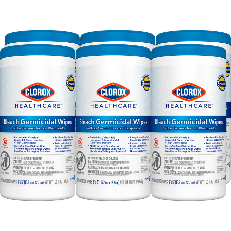 Clorox 30577 Healthcare Bleach Germicidal Wipes 150 Count 6/CS