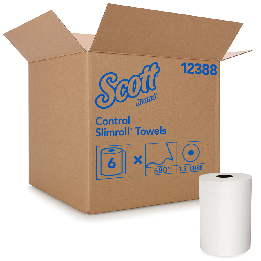 Scott 12388 SCOTT SLIMROLL Hardwound Roll Towel White 8" x 580' 6/CS