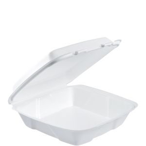 Dart 90HTPF1R Foam Hinged Lid Container Large 9 3/8 x 9 x 3 Performer 200/CS