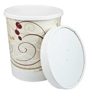 Solo Cup KHB32A-J8000 Container Paper 32 oz with Vented Paper Lid Symphony 250/CS