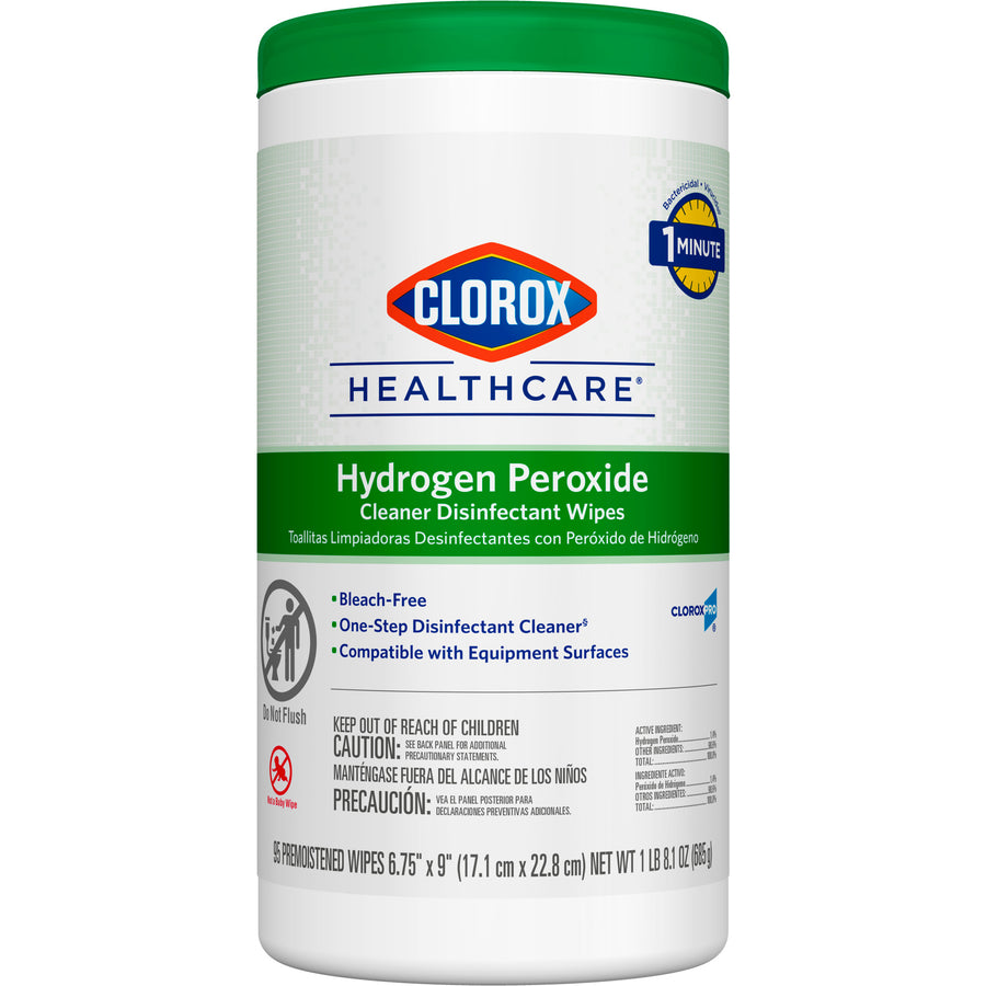 Clorox 30824 Healthcare Disinfectant Wipes 95 Count Hydrogen Peroxide 6/CS