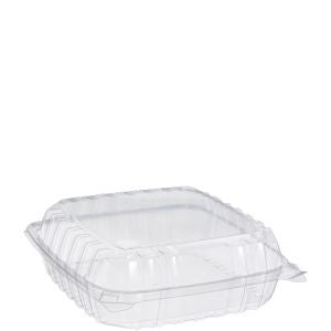 Dart C95PST1 Hinged Container Large 1-Comp Clear 8 7/8 x 9 3/8 x 3 200/CS