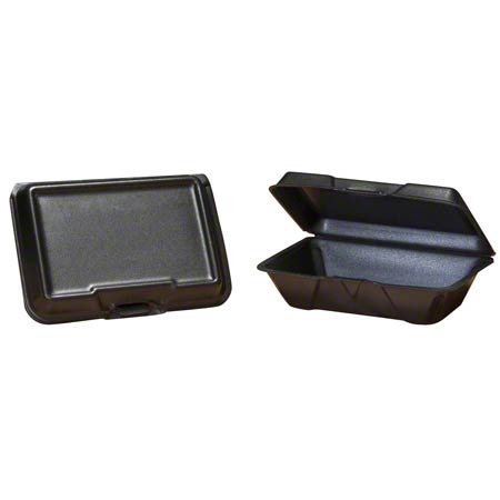 Genpak 20500-V-3L Large Deep Vented 1Cmpt Hinged Cont 9-3/16"x6.5"x2.75" Black Foam 200/CS
