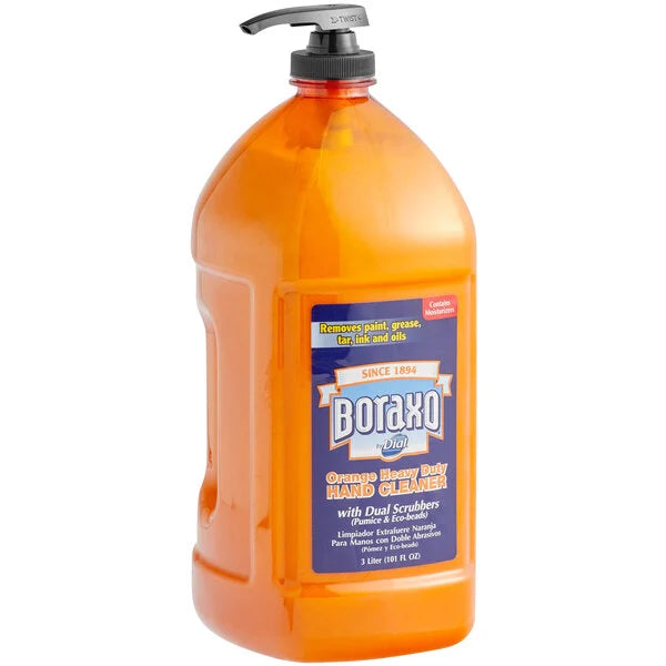 Dial 06058 Boraxo HD Hand Cleaner w/ Scrubbers 3 Liter Pump Bottle Orange 4/CS
