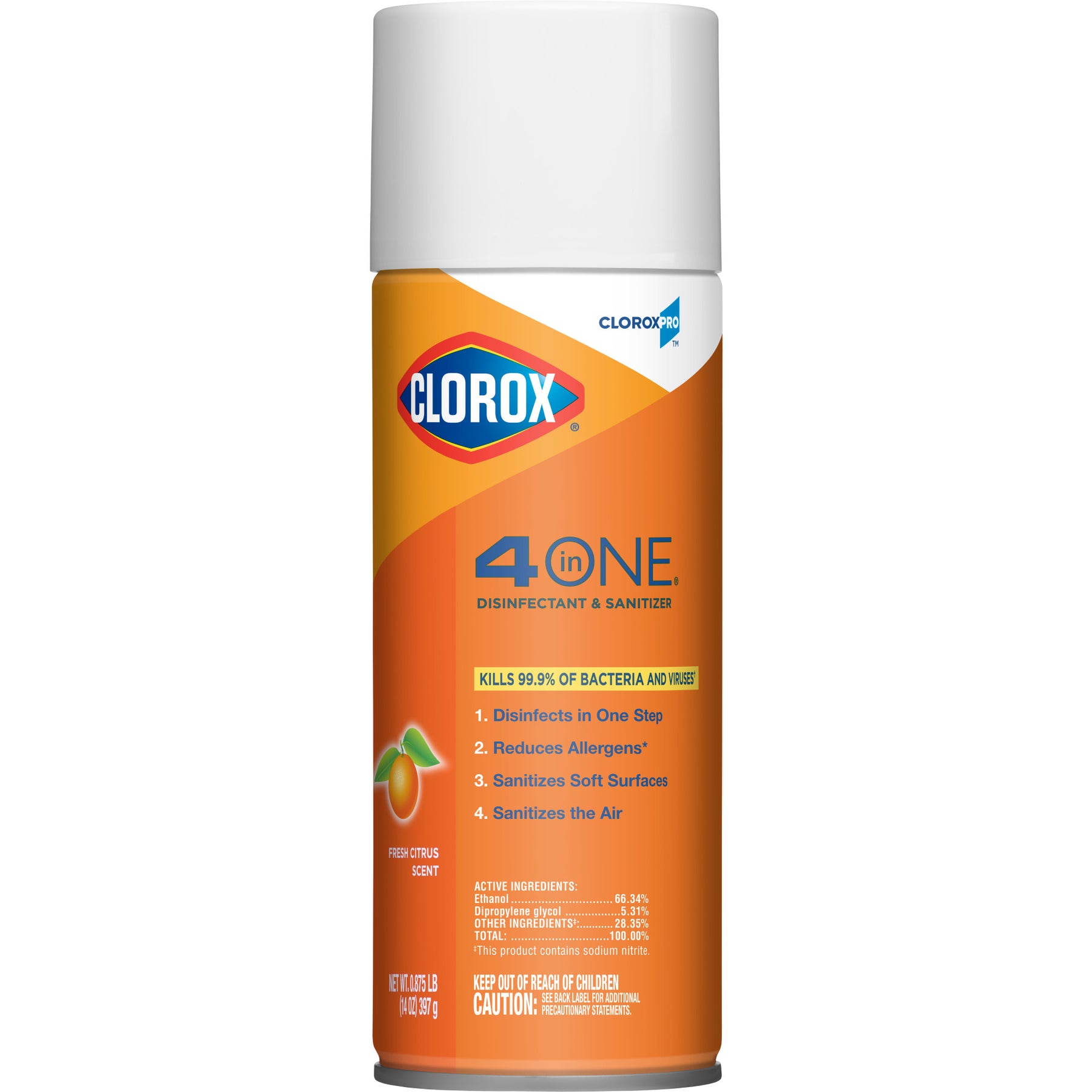 Clorox 31043 4 in 1 Disinfecting Aerosol Cleaner 14 oz. Spray Fresh Citrus 12/CS