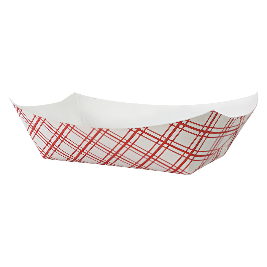 Empress EFT100 1lb Red Plaid Food Tray PFAS Free 1000/CS