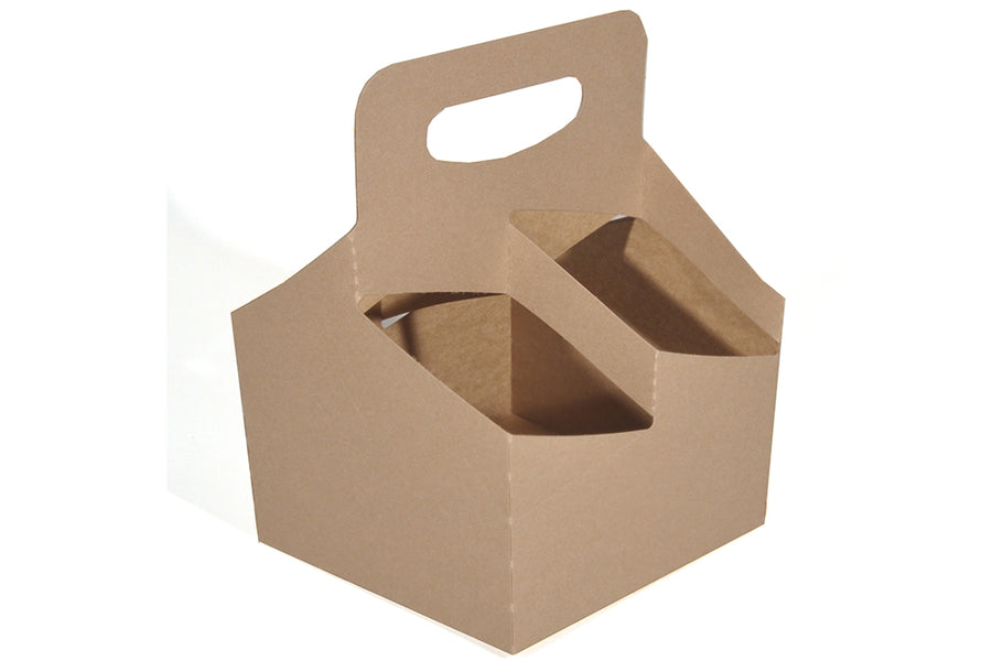 Southern Champion 2797 4 Cups up to 24 oz Drink Carrier w/ Handle, Kraft Paperboard 250/CS