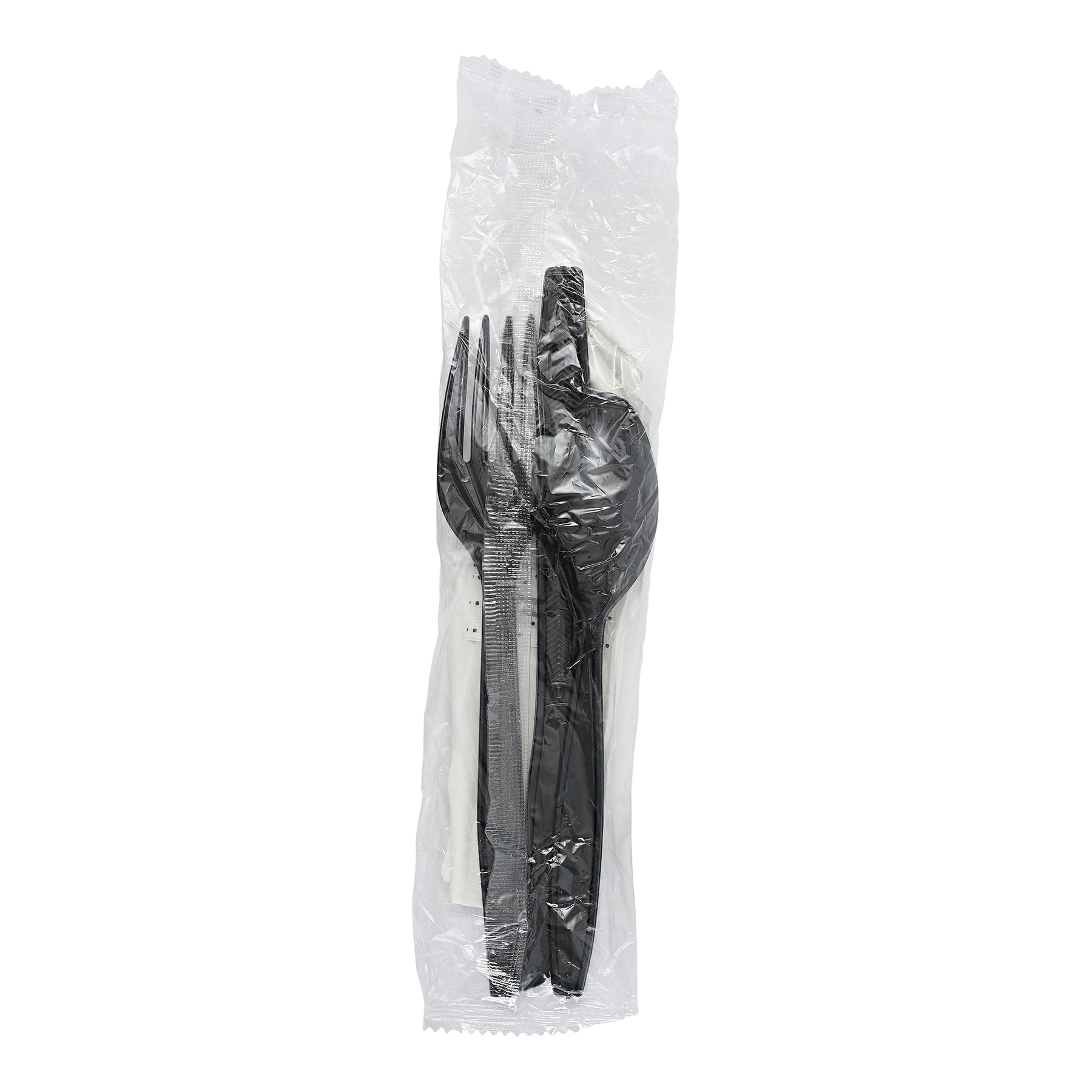 Empress E188000 Heavy Weight Cutlery Kit PS Black Fork Teaspoon Knife S&P Napkin 250/CS