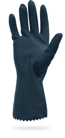 Hospeco GRFB-LG-1S ProWorks Neoprene Latex Gloves Large Black , 28 mil 12/PK