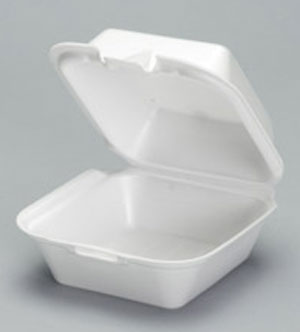 Genpak SN225 Large Hinged Sandwich Container 5-13/16"x5-11/16"x3-1/8" White Foam 500/CS