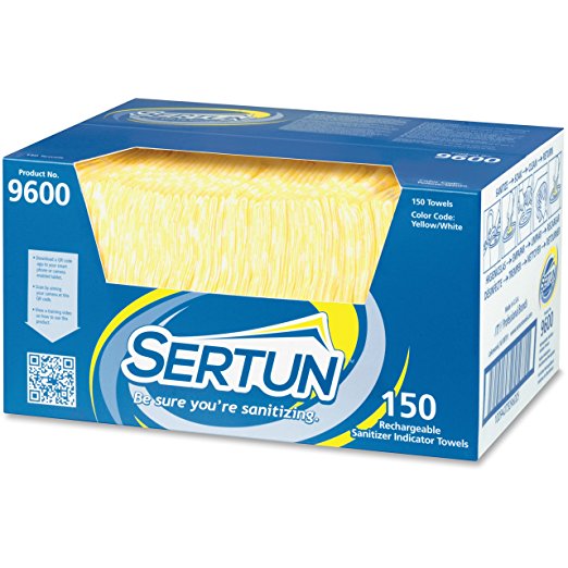 ITW Pro Brands 9600 Sertun Sanitizer Indicator Towel Yellow / White Checker 13.5" X 18" 150/CS