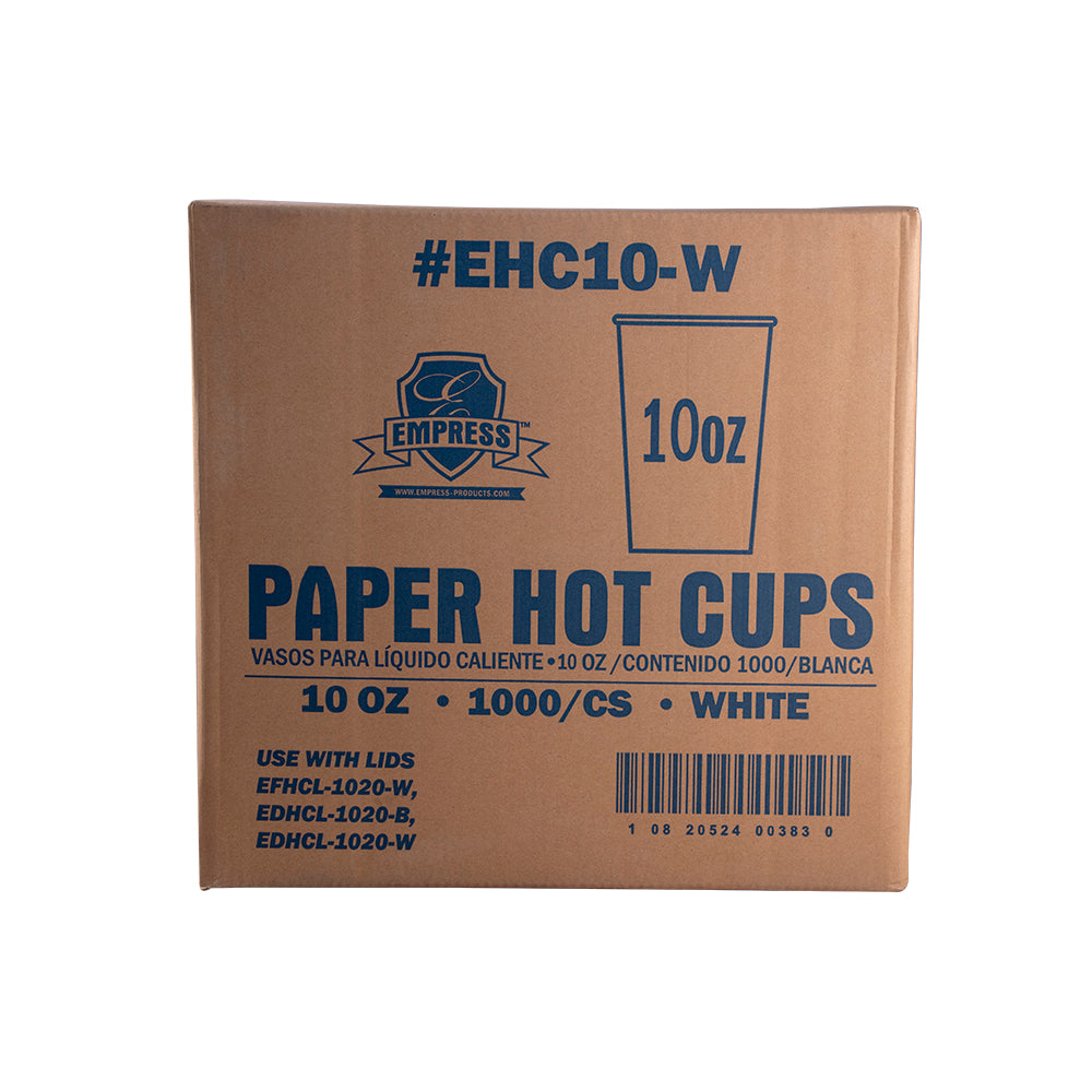 Empress EHC10-W Paper Hot Cup 10oz Squat White 1000/CS
