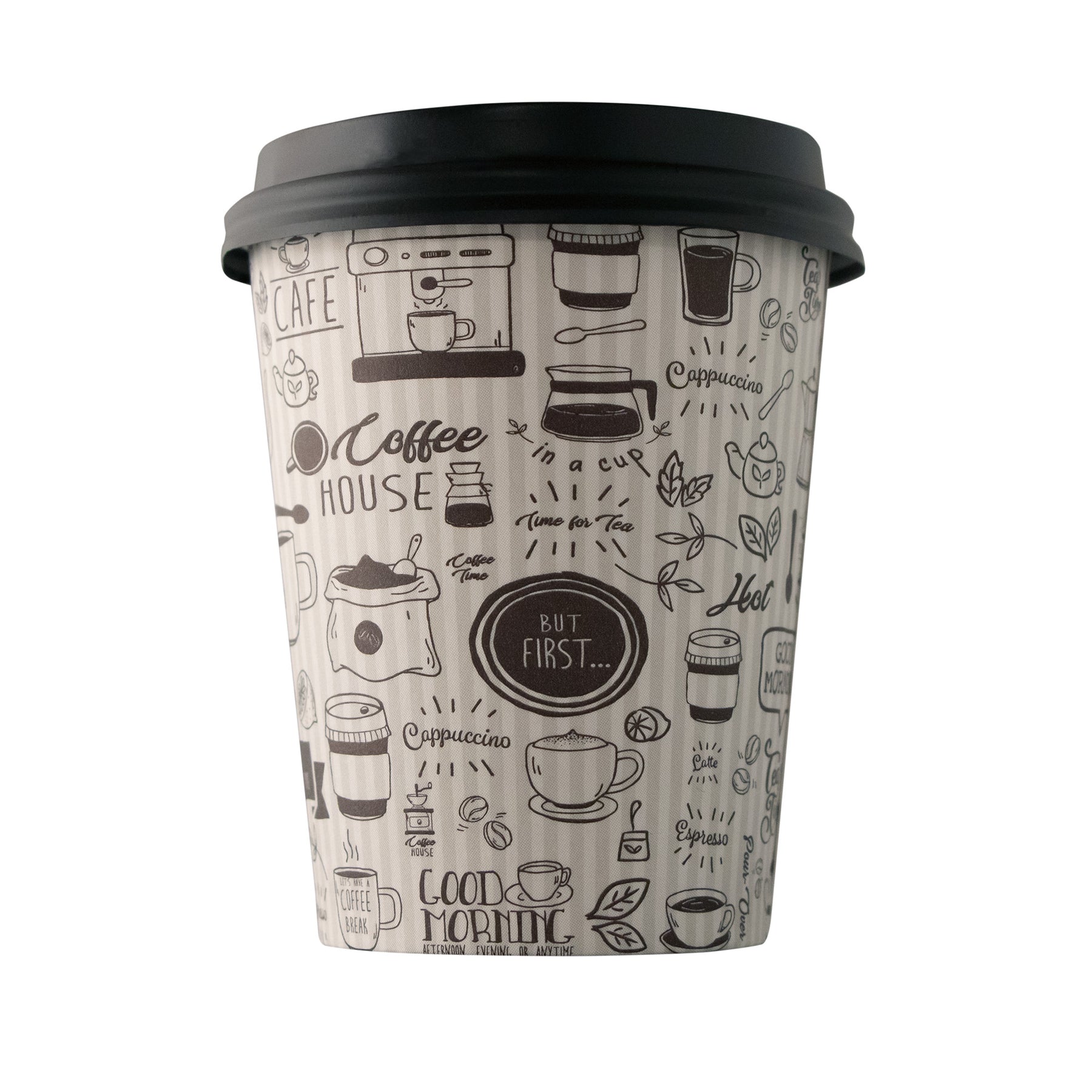 Empress EHC10-P Paper Hot Cup 10oz Squat Stock Good Day Print 1000/CS
